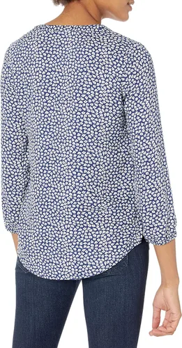 Vista 2 de Tienda Essentials - Camisa estilo popover de manga 34 con botones para mujer