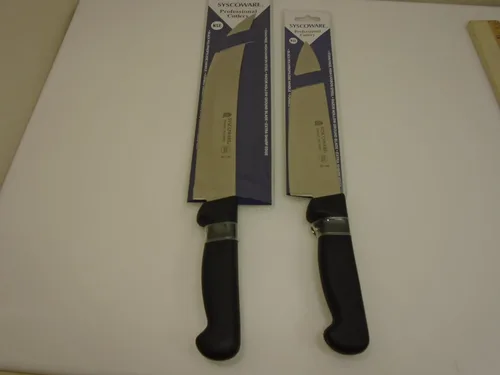 Vista 5 de Juego de cubiertos profesionales de marca comercial (2) cuchillos, cuchillo de chef de 8 pulgadas y cuchillo de corte de carne de carnicero de 10