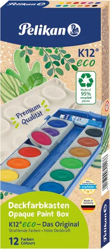 Vista 2 de Pelikan 701174 K12 Eco - Caja de pintura (12 colores), color blanco opaco