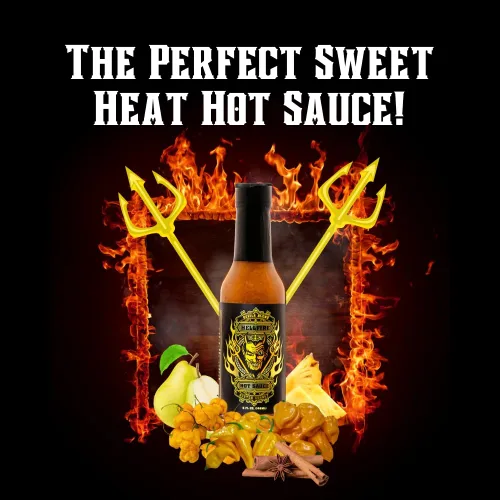 Vista 5 de Hellfire Devil's Blend Scotch Bonnet, salsa picante estilo caribeño, 5 onzas