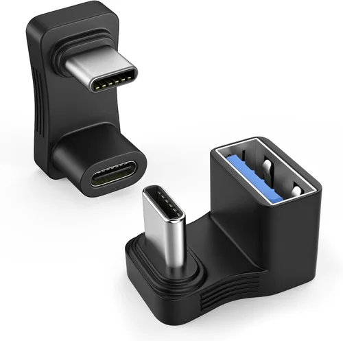 Vista 9 de MoKo Adaptador USB C de 180 Grados Paquete de 2, Adaptador Conector USB-C Macho a USB-C Hembra en Forma de U con PD 140W/20 Gbps, Adaptador Extensor