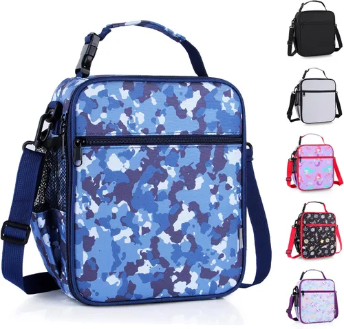 Vista 13 de Bolsa de almuerzo aislada para niños, bolsas de picnic térmicas con correa ajustable para adultos, niños, mujeres, hombres, niños y niñas