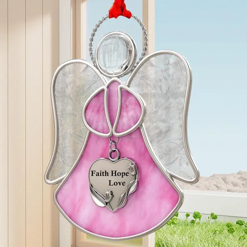 Vista 14 de Atrapasoles de Vidrio Emplomado para Ventanas Colgantes de Ángel Azul Adorno Personalizado de Metal Regalos Decorativos para Mamá Abuela Amiga