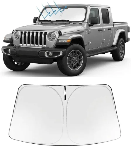 Vista 68 de Proadsy Parasol para parabrisas Rivian R1S 2022-2025 2026 de 4 capas plegable, protector de parasol frontal que bloquea los rayos UV, mantiene