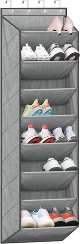 Vista 23 de SLEEPING LAMB Zapatero para puerta, organizador de zapatos para puerta de niños para colgar en el armario, almacenamiento estrecho para zapatos