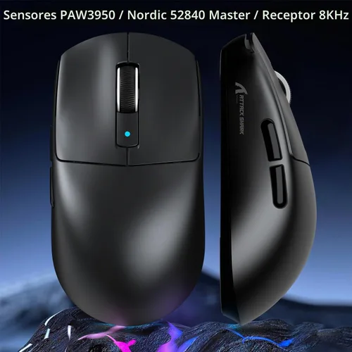 Vista 9 de ATTACK SHARK R6 - Ratón inalámbrico para juegos, 38G ultra ligero modo de viaje 2.4G/USB-C/Bluetooth para juegos con sensor PAW3950MAX, 42000 DPI