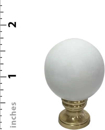 Vista 3 de Royal Designs Esfera de cerámica de 1.75 pulgadas para pantalla de lámpara, blanco, base de latón pulido