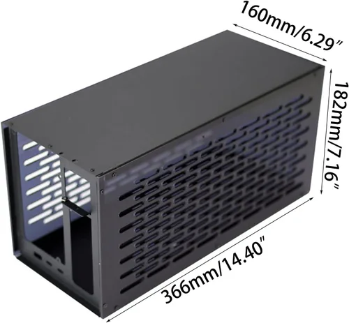 Vista 4 de TH3P4G3 Thunderbolt-Compatible GPU Dock Case- Marco de metal con ventiladores de refrigeración de pantalla OLED para fuente de alimentación ATX SFX