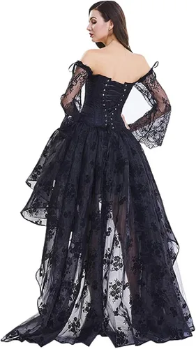 Vista 2 de Kimring - Corsé para mujer estilo victoriano con falda alta y baja