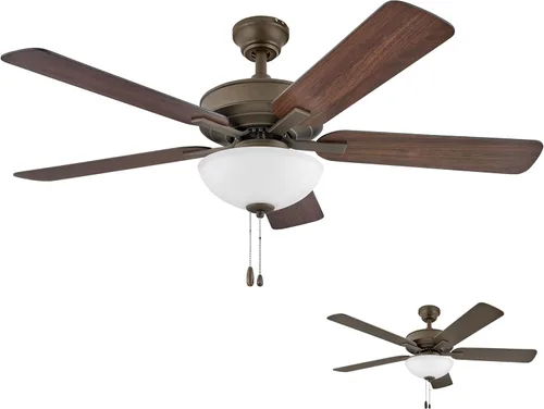 Vista 12 de Hinkley Metro - Ventilador de techo iluminado de perfil bajo de 52 pulgadas con luz LED, ventilador de techo de interior con doble montaje