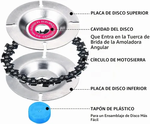 Vista 5 de 5 piezas de hojas de sierra de disco de cadena de 5/8 pulgadas para amoladoras angulares - 22 dientes discos de tallado de madera y ruedas