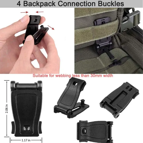 Vista 10 de Molle Accessories Kit de 30 accesorios, anillo en D Grimloc bloqueo engranaje clip web dominator cuerdas elásticas hebilla para correas de 1 pulgada