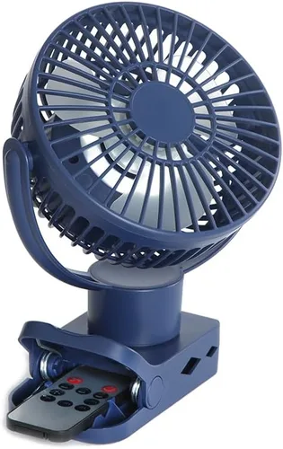 Vista 2 de Limitless Breezie - Ventilador portátil con luz LED y banco de energía de 8,000 mAh (azul marino)