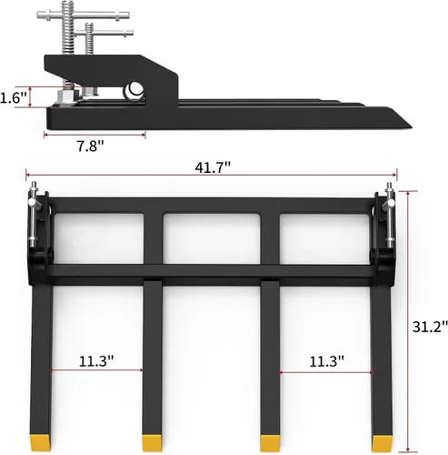 Vista 9 de YITAMOTOR Horquillas de Escombros con Abrazadera para Cucharón de 48", Horquilla de Palé de Servicio Pesado con Capacidad de 2500 lbs Compatible