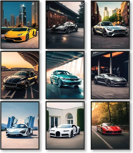 Vista 9 de 97 DECOR Pósteres ENMARCADOS de Super Coches para Habitación de Niños - Impresiones Modernas de Arte de Pared de Coches, Póster de Coche Deportivo