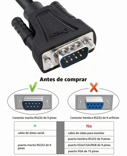 Vista 4 de DTech DB9 a DB9 RS232 Cable serie macho a macho cable de módem nulo cruzado línea TX/RX para comunicación de datos (6 pies, negro)