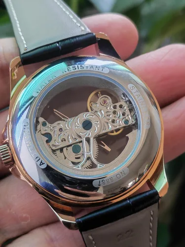 Vista 6 de B BINGER Men's Automatic Watch Unisex Skeleton Mechanical Neutral Rock Crystal Wristwatch