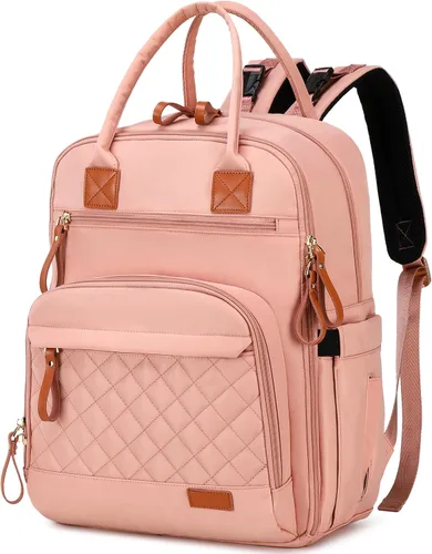 Vista 11 de LORADI Mochila grande para pañales de 18 bolsillos con 4 bolsillos aislados y clips para cochecito, artículos esenciales para baby shower