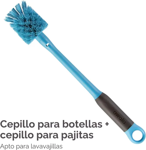 Vista 3 de Owala cepillo limpiador de botella de agua 2 en 1 y cepillo limpiador de pajita de botella de agua, cepillo de botella de agua con cabezal removible