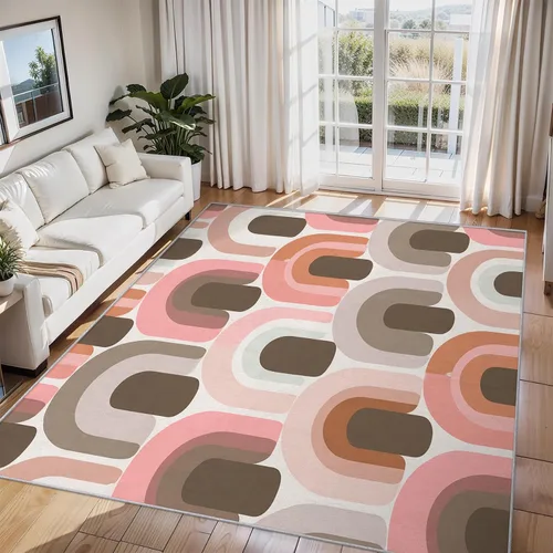 Vista 10 de 2x3 Mid Century Modern Throw Rugs for Entryway, Washable Watercolor Geometric Pattern Indoor Door Mat, Bedroom Kitchen Entrance, Non Slip Soft Thin
