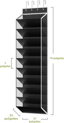 Vista 3 de KEEPJOY Organizador de zapatos de 10 niveles con malla para puerta, colgante con soporte para zapatos para puerta con bolsillos grandes y profundos