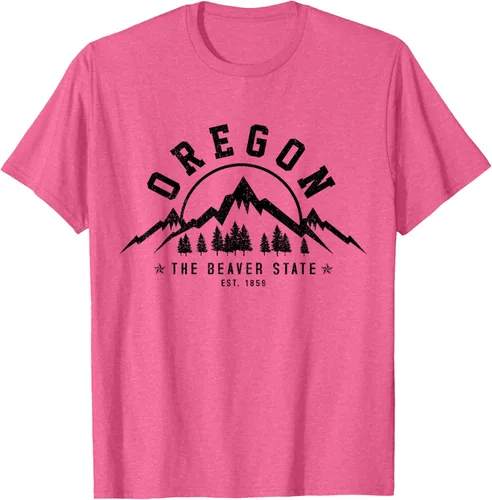 Vista 26 de Oregon The Beaver State Est. 1859 Vintage Mountains - Camiseta de regalo, gris, S