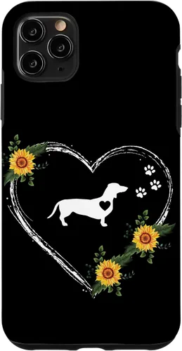 Vista 13 de Dachshund Heartbeat With Paw Prints On Black Case for iPhone 16