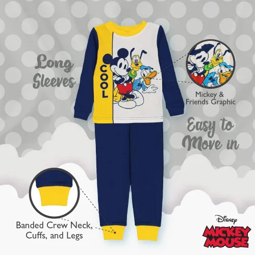 Vista 4 de Disney Boys' Mickey Mouse Snug Fit Cotton Pajamas