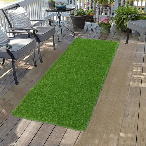 Vista 2 de Bsmathom Alfombra de césped artificial, interior/exterior, césped artificial para patio, balcón y jardín, 2 x 6 pies