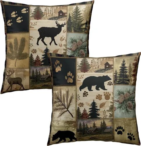 Vista 25 de Giwawa Juego de 2 fundas de almohada de calabaza otoñal de 16 x 16 pulgadas, fundas de cojín de algodón de madera de girasol para sofá, patio