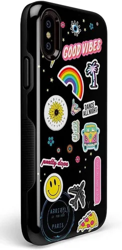 Vista 88 de Casely Funda para iPhone Xs Max Funda con estampado de festival (solo buenas vibraciones)