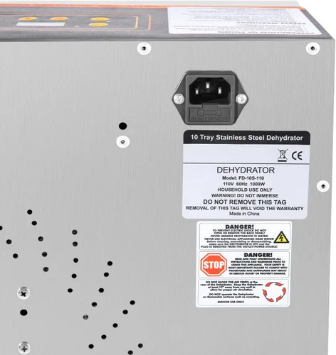 Vista 5 de Máquina deshidratadora comercial de alimentos, 1000 W, 10 bandejas, deshidratador de alimentos de acero inoxidable, secadora de alimentos eléctrica