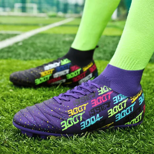 Vista 6 de MAUGELY Zapatos de fútbol para hombre con tacos firmes, atléticos, ligeros, para correr, césped al aire libre, cómodos zapatos de fútbol
