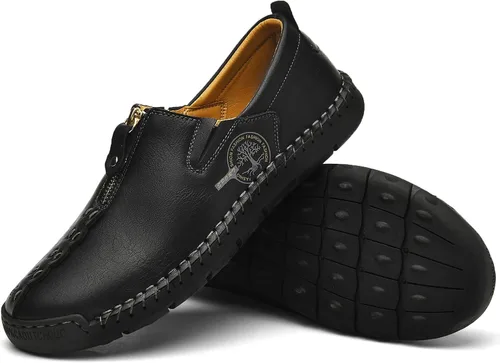 Vista 6 de Shaire Zapatos casuales de cuero sin cordones para hombre, zapatos cómodos y transpirables para caminar para hombres