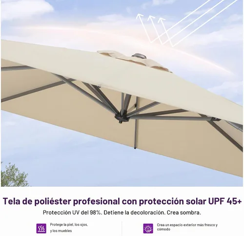 Vista 625 de PURPLE LEAF Paraguas al aire libre con base 8' x 8' protección solar verde Manzana Verde (Apple Green)