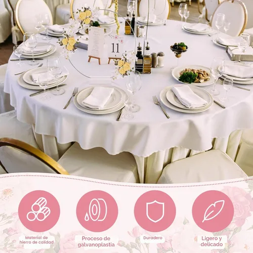 Vista 3 de Hicarer 64 piezas de centro de mesa de aro plateado con soporte, aros