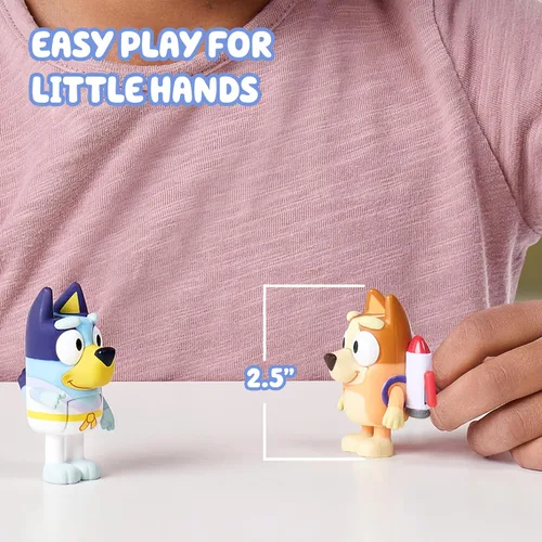 Vista 8 de Bluey Action Heroes - Juego de figuras de juguete de 2 unidades, figuras articuladas de personajes con figuras de karate y mochila propulsora