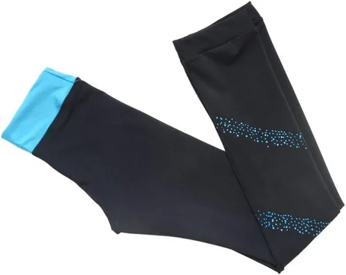 Vista 3 de Pantalones de patinaje artístico sobre hielo para niñas, pantalones de práctica sobre botas, pantalones de forro polar fino, pantalones de diamantes