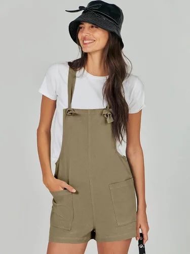 Vista 2 de ANRABESS Overol de verano para mujer, holgado, sin mangas, con tirantes ajustables, con bolsillos