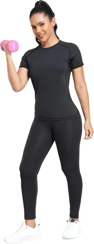 Vista 2 de TELALEO 4 Pack Women's Compression Shirt LongShort Sleeve Performance Workout Baselayer Athletic Top Gym Sports Gear