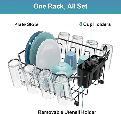 Vista 3 de GSlife Escurridor de platos pequeño en el fregadero, escurridor de platos compacto para fregadero de cocina y apartamento, resistente a