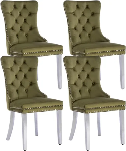Vista 74 de Juego de 2 sillas de comedor de terciopelo beige, sillas de comedor tapizadas beige01