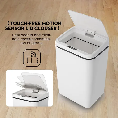 Vista 4 de BONAD Basurero de cocina de 12 litros de inducción para dormitorio, sala de estar, baño con tapa, papelera para el hogar, papelera automática