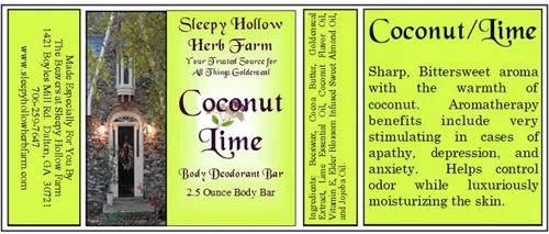 Vista 2 de Coconut/Lime Deodorant Bar 2.5 oz All Natural No Aluminum No Cornstarch