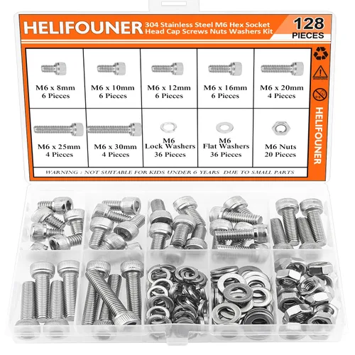 Vista 35 de HELIFOUNER 560 Piezas M2 x 4 mm / 6 mm / 8 mm / 10 mm / 12 mm / 16 mm / 20 mm, Tornillos de Cabeza de Botón con Cavidad Cilíndrica, Tuercas