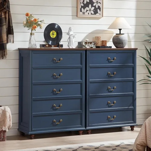 Vista 19 de Joaxswe Cómoda rústica de 4 cajones para dormitorio, cómoda rústica de 37 pulgadas de alto con 4 pies de madera maciza, organizador de armario