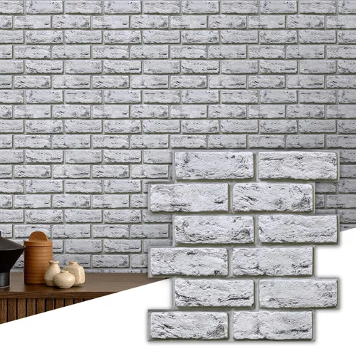 Vista 21 de Commomy 10 paneles de pared de piedra 3D para despegar y pegar, panel de pared de piedra sintética de 11.8 x 11.8 pulgadas, papel tapiz de ladrillo