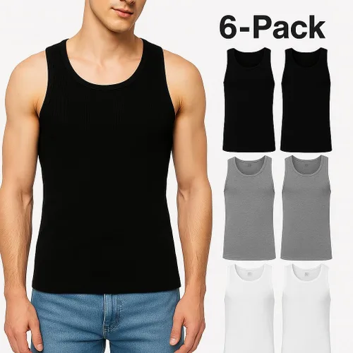 Vista 2 de Athllete Men's Tank Top Undershirts 6-Pack, Cotton Sleeveless A-Shirts, Ribbed Mens Tanktops, Wife Beater Shirts