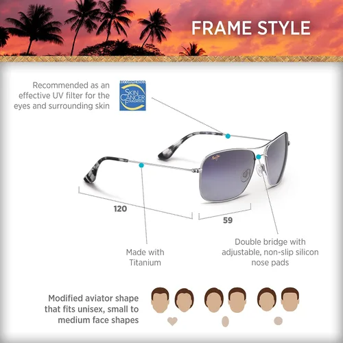 Vista 8 de Maui Jim Gafas de sol Wiki Wiki polarizadas aviador para hombre y mujer