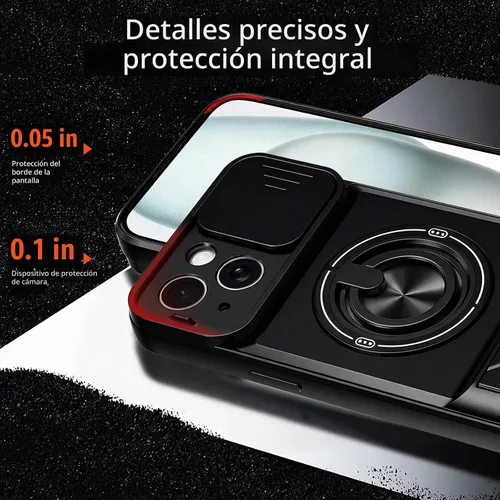 Vista 4 de Dssairo Funda para iPhone 15 con anillo magnético de rotación de 360° compatible con carcasa MagSafe Slide para cámara, soporte plegable, funda Negro
